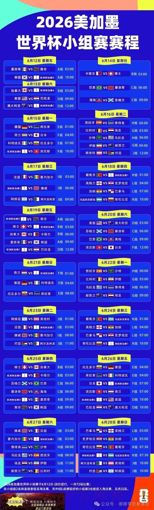 2026世界杯每日赛程详细安排实时赛程怎么看