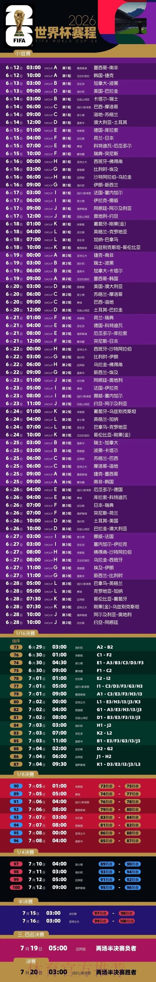 2026世界杯完整赛程最新实时赛程怎么看
